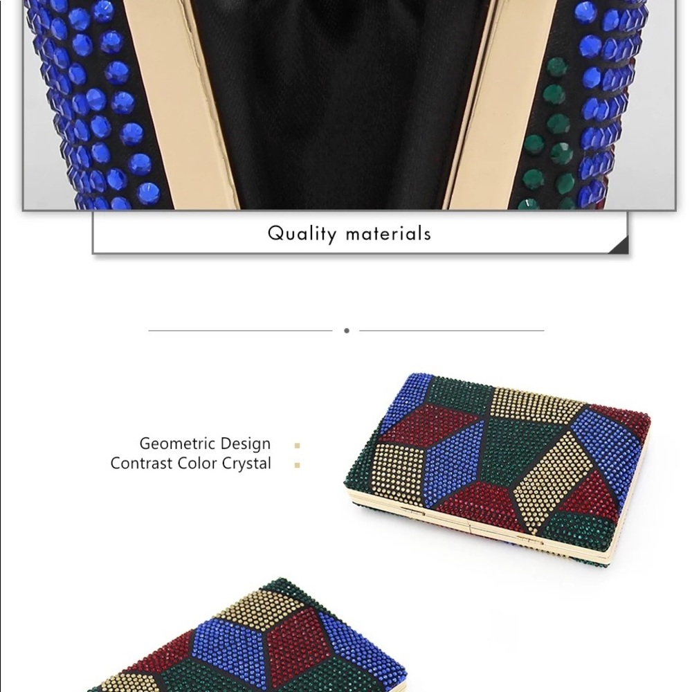 Rhinestone studded multicolor evening clutch bag - Picture 8 of 9